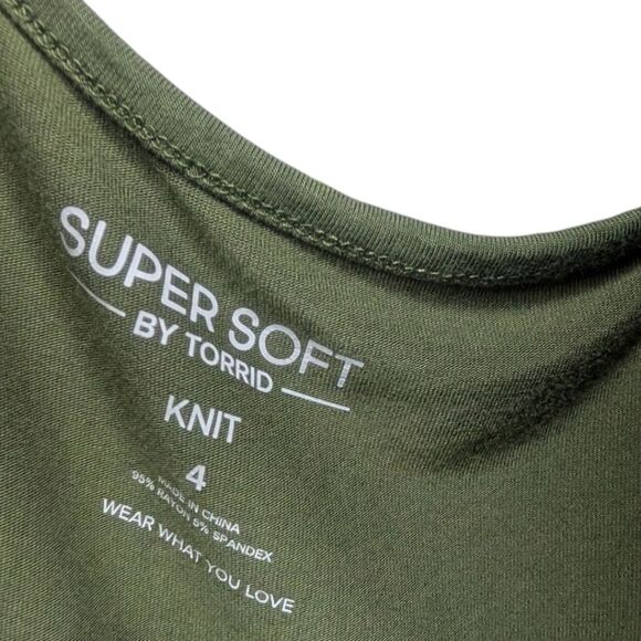 Torrid Olive Super Soft Smocked Flutter Sleeve Top, Size 4X - Picture 5 of 7